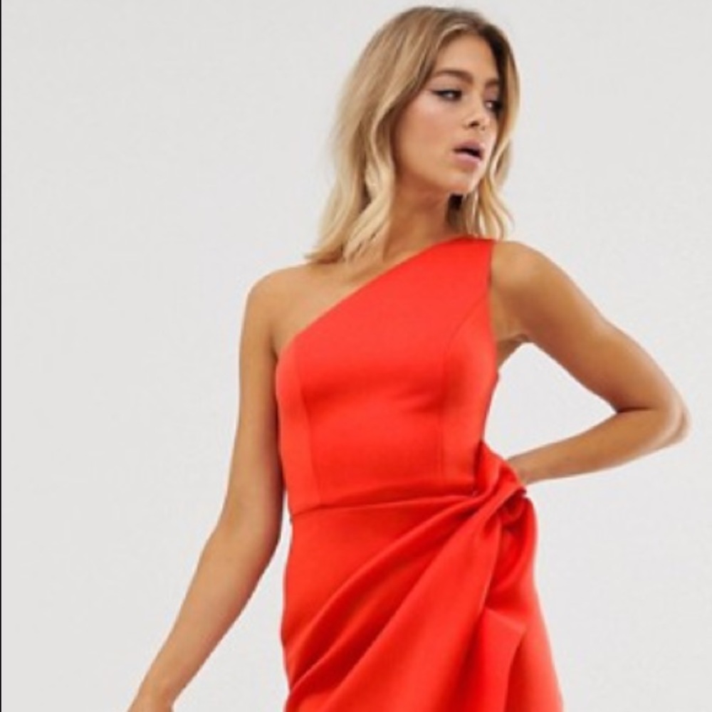 ASOS DESIGN one shoulder tuck detail mini dress